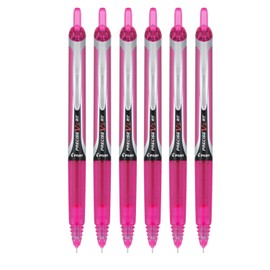 Pilot Precise V5 RT Refillable & Retractable Liquid Ink Rolling Ball Pens, Extra Fine Point (0.5mm) Pink Ink, 6-Pack