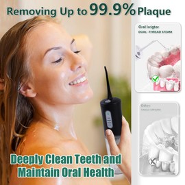 Water Flosser for Teeth Cordless Dental Oral Irrigator, Electric Teeth Cleaner with 4 Modes 8 Jet Tips, IPX7 Waterproof, Portable and Rechargeable for Home & Travel, Black