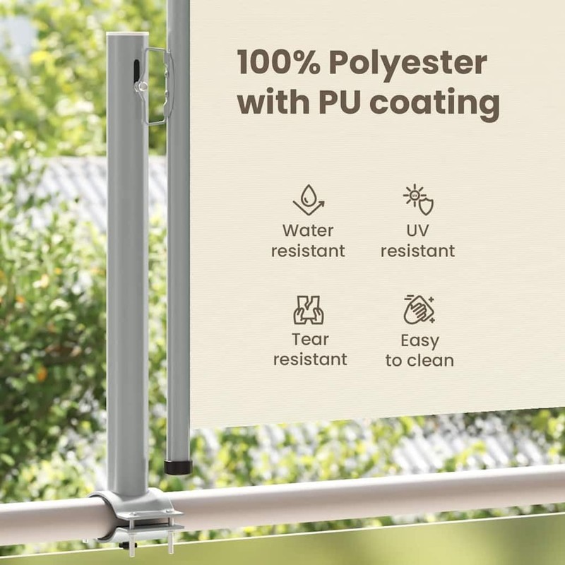 vidaXL Side Awning Cream Screen, Grey Stand