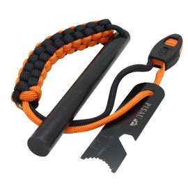 12.7 cm Ferrocerium Ferro Rod Flint Fire Starter waterproof for camping, hiking and emergency (Orange and Black)