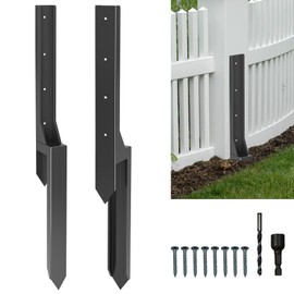 Thicker Fence Post Repair Kit-Heavy Duty Metal Steel Fence Repair Stake-Anchor Ground Spike-Support Bracket Mender-Repair or Strengthen Tilted Broken Wood-Powder-Coated Post Ups Stabilizer-Post Brace