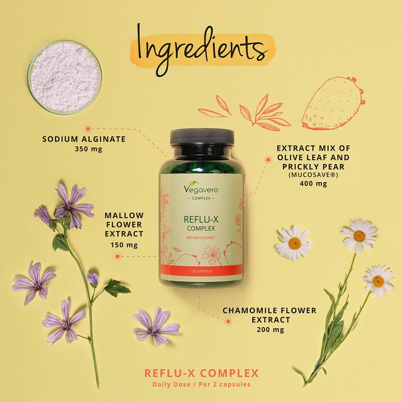 Vegavero Reflu-X Complex | Natural Antacid | Stomach Capsules for