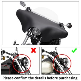 XMT-MOTO Front Outer Batwing Fairing+Windscreen+Docking Hardware Fit For Yamaha V Star 1100 V-Star 650 Harley Dyna Softail Touring Honda Shadow Valkyrie Suzuki Boulevard,Vivid Black+Clear