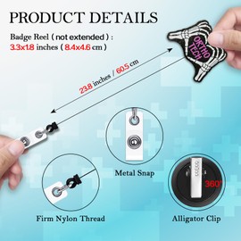 KANGYUSO Funny Finger Bone Retractable Badge Reel, Ortho Tech Black Glitter Badge Reel with Alligator Clip, Orthopedist Gifts, Funny ID Card Holder Gifts for Orthopedic Nurse Doctor Medical Worker