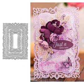 5pcs Lace Flower Frame Metal Die Cuts,Rectangular Lace Leaf Edge Cutting Dies Cut Stencils for DIY Scrapbooking Album Decorative Embossing Paper Dies for Card Making