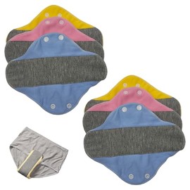 Pack of 6 washable panty liners, reusable fabric pads, cotton panty liners, washable menstruations, reusable cotton pads, washable sanitary pads, suitable for all women, prevent urine loss