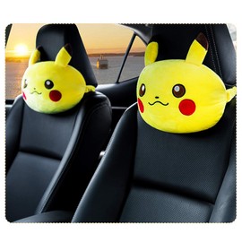 Finex 2 Pcs Set Yellow Pikachu Neck Support for Car with Padded Elastic Band on Back Auto Accessories PP