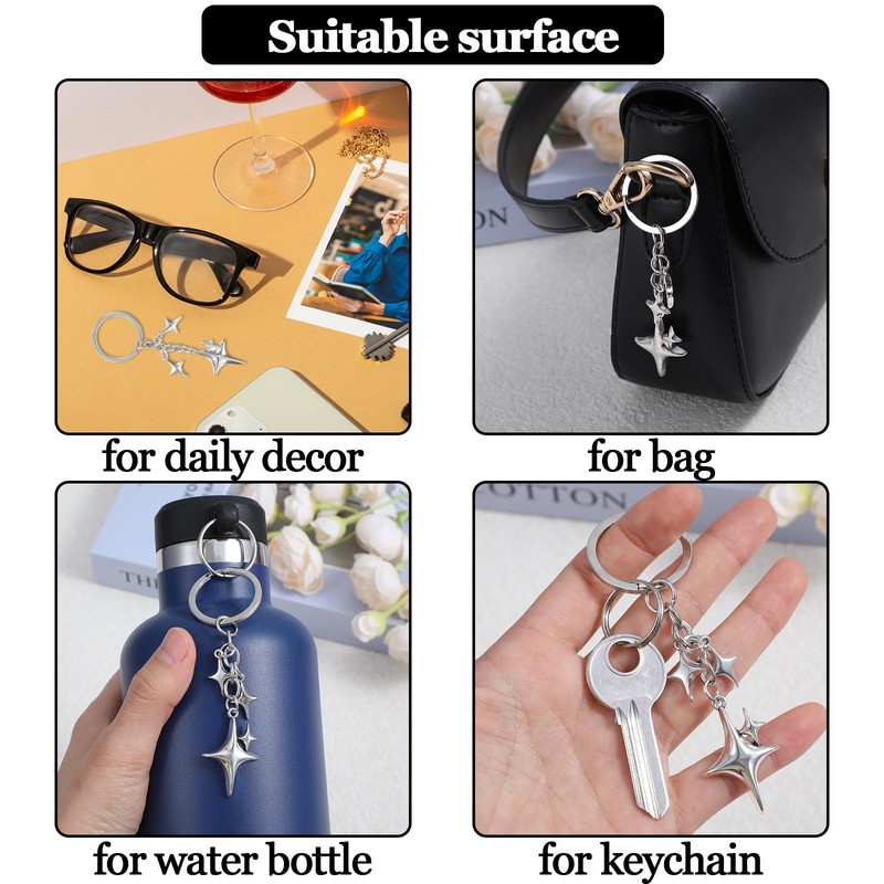 Mabor 2 Pcs Cute Star Keychain Aesthetic Accessories Metal Key