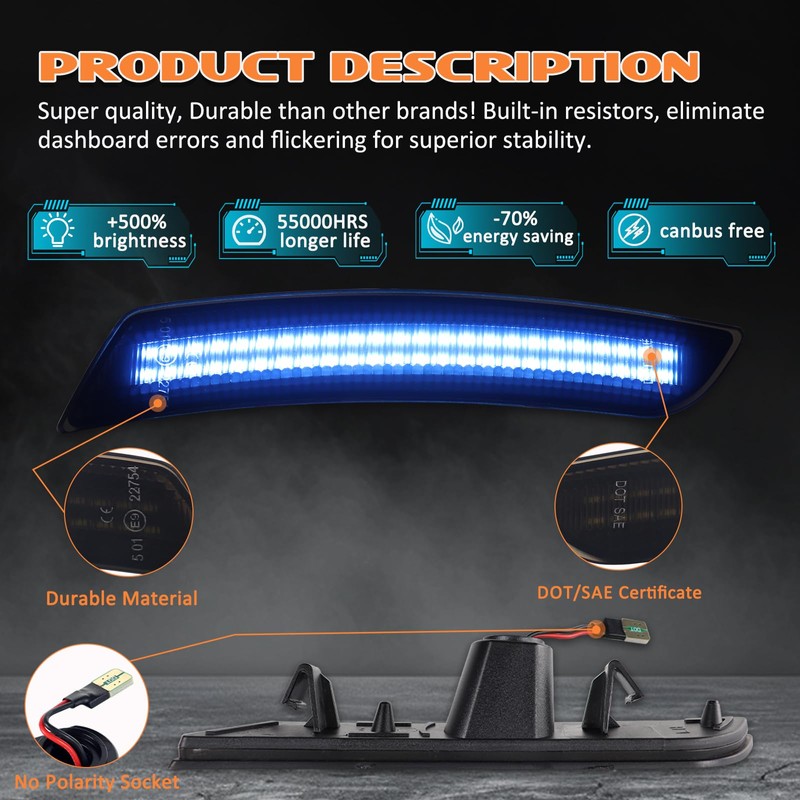 AreLokpri Front Rear Bumper Side Marker Lights Compatible with Chevy