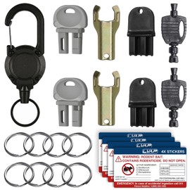 8 Pack Rodent Bait Station Keys for Protecta LP, EVO Protecta, Aegis Mouse Bait Station, Bell Labs, EZ-Clean, Heavy-Duty Plastic Assorted Replacement with 8 Key Rings & 4 Warning Labels