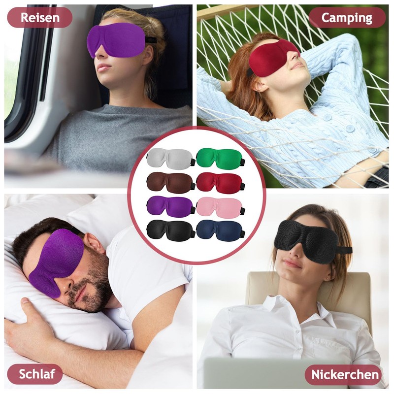 Jeffbaubl Pack of 8 3D Eye Masks for Sleeping, Sleeping