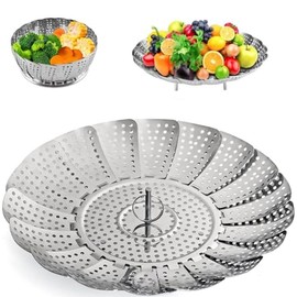 Zocy Cesta de vapor, cestas de vapor de verduras de acero inoxidable para cocinar al vapor expandible para adaptarse a ollas de varios tamaños (5.5 a 9.3 pulgadas)