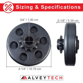 AlveyTech 3/4" Clutch Assembly with 10 Tooth 420 Sprocket & Chain Bundle - Replacement Kit fits Baja MB165 & MB200, Coleman BT200X, CT200U-EX Mini Bike, 6.5 Hp 196cc Gas Power Engines, Dirt Pit Bikes