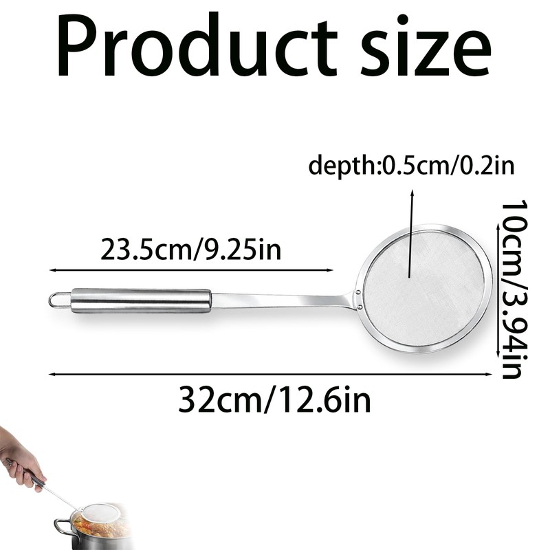 LinCoo Strainer Spoon, Oil Skimmer, Fryer Skimmer, Suitable for Skimming