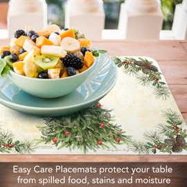 CounterArt Vintage Christmas Tree, Reversible Easy Care Flexible Plastic Placemat, 4 Pack, Made in The USA