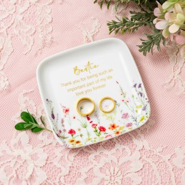 Crisky Birthday Gifts for Women Friendship, Gifts for Friends Besties Floral Trinket Ring Dish Jewelry Tray for Her Sisters Long Distance Graduation Gift Ideas