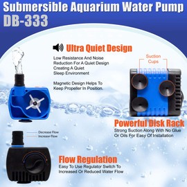 Aqua Dream DB3 Series Submersible Pump Ultra Quiet Adjustable Water Pump for Pond,Aquarium,Fish Tank,Fountain,Hydroponics,Statuary