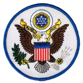 Great Seal United States White Embroidered Patch America Eagle Iron-On
