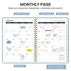 Academic Planner 2025-2026 For Women & Men, Monthly and Weekly Calendar Planner, Jul 2025 - Jun 2026, A5 (6.3" x 8.5"), Teacher Student Planning Book with Tabs, Ideal for Office School Supplies - Blue