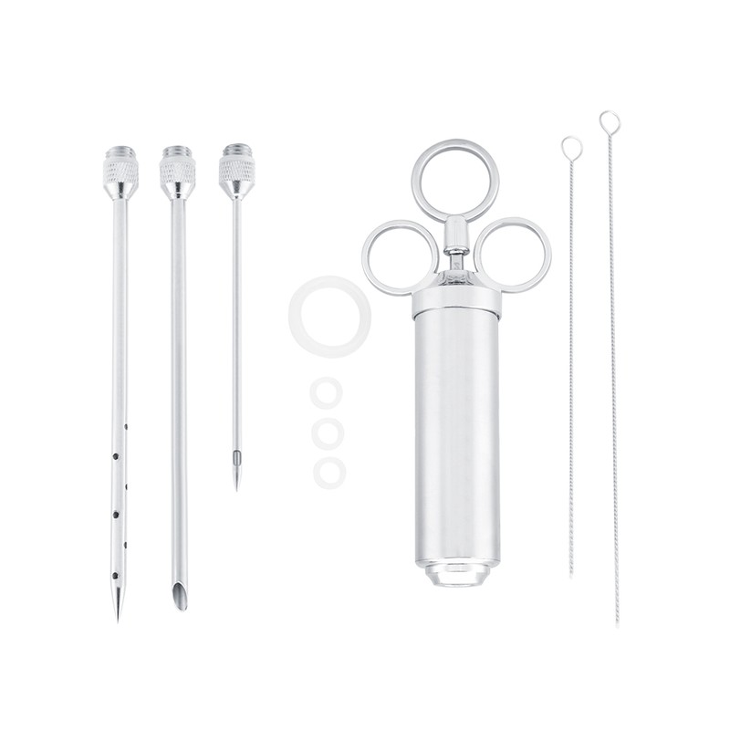 Stainless Steel BBQ Meat Marinade Injector Turkey 3 Seasoning Flavor