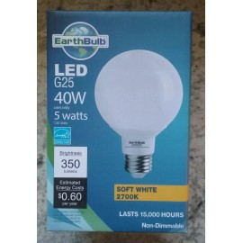 EarthBulb - 12 Pack - LED G25 40W Soft White 5 Watts Vanity Non-Dimmable Bulb