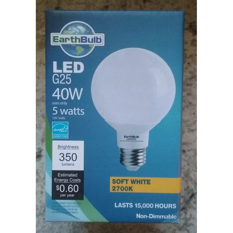 EarthBulb - 12 Pack - LED G25 40W Soft White