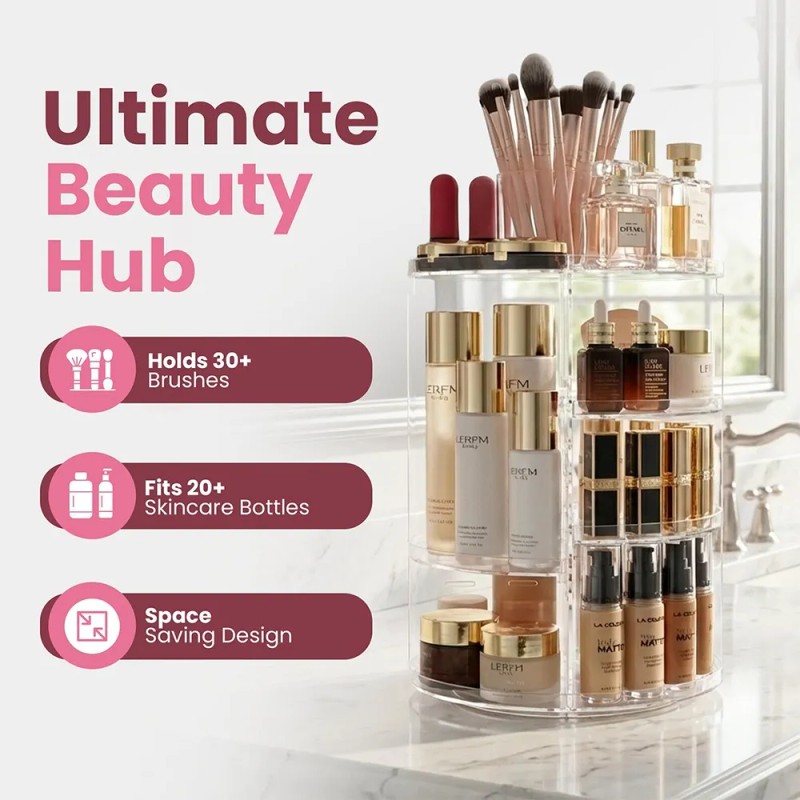 Organizador Giratorio 360° Para Maquillaje Y Cosméticos Clear