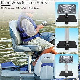 Boat Seat Base Mount Boat Seat Pedestal Base Mount Plate for 3/4" Pin Post Socket, Heavy Duty Marine Pedestal Bracket for Most Marine Fishing Pontoon Bass