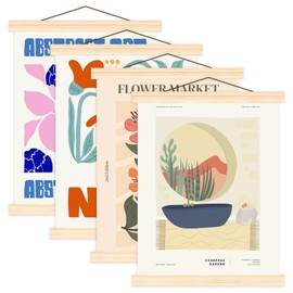 Pilikoll Pack of 4 A4 Poster Strips, Poster Rail, Poster Strips, 21 cm, Magnetic Poster Rail, Picture Rail, Poster Frame, Wooden Poster Hanger for Posters, Photos, Picture Frames, Artwork