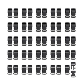 RETON 50 PCS 15mm Side Release Buckles, Heavy Duty Plastic Buckles Clips Black Adjustable Quick Release Buckle, Backpack Buckle Replacement for Nylon Webbing Straps Belt Dog Collars