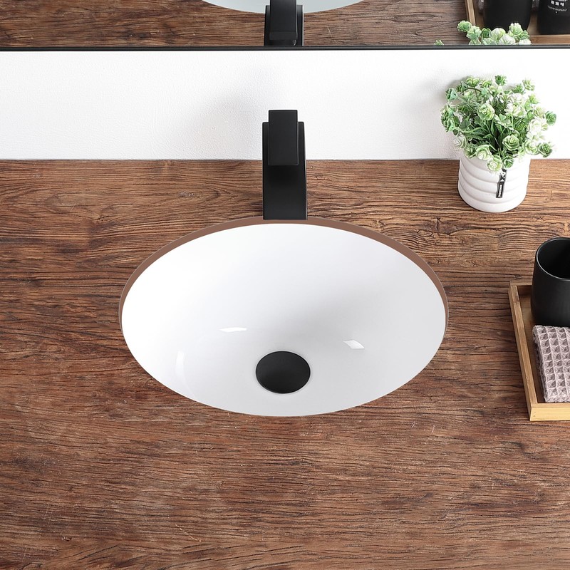 KDKSC Small Undermount Bathroom Sink 15.4"x13.2" Oval Undermount Sink White