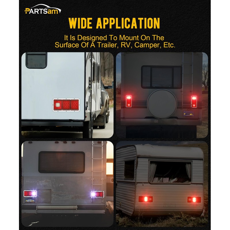 Partsam 2x LED Triple Tail Lights 45 LEDs, Rectangle Vertical