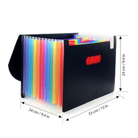 Meknaail File Organiser 13 Pockets A4 Size Expanding Accordion Filing Boxes with Lid and Colour Labels Folders for Paperwork and File Storage