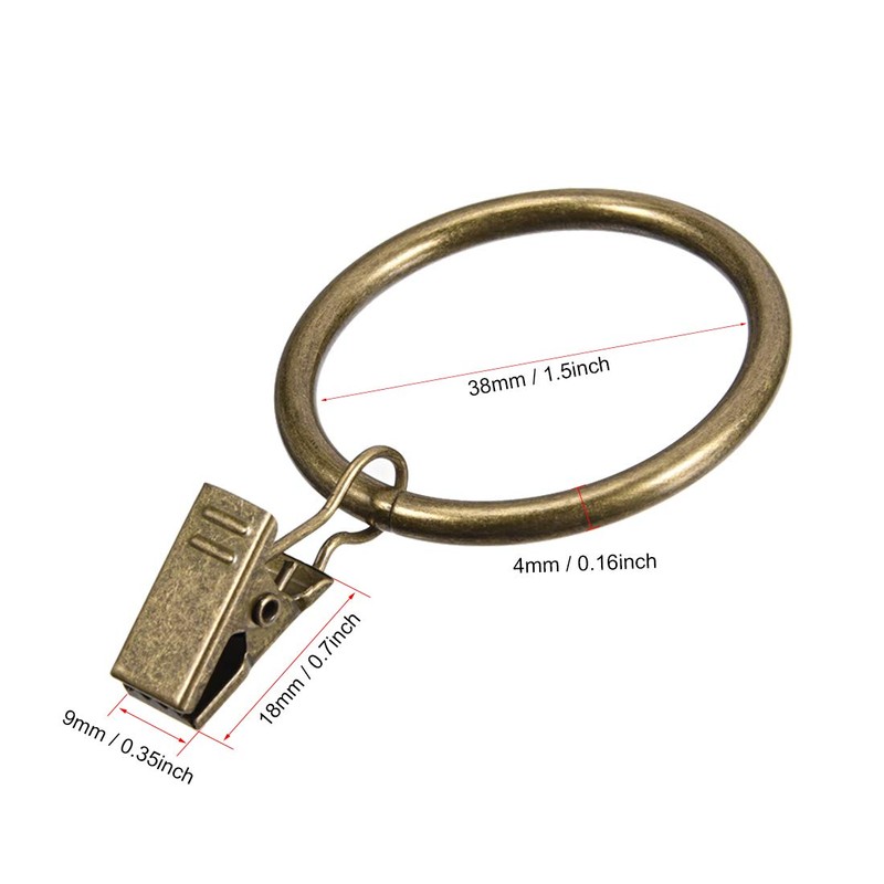 sourcingmap Curtain Clip Rings with Hooks Metal 1.5 Inch Inner