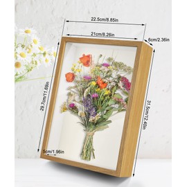 Shadow Box Frame,3D Shadow Box,Deep Display Box Square Photo Frames Desktop or Wall Hanging,Display Case for Memorabilia Pictures Medals Tickets,Memory Box for Display Seashell Flowers Crafts (Wooden)