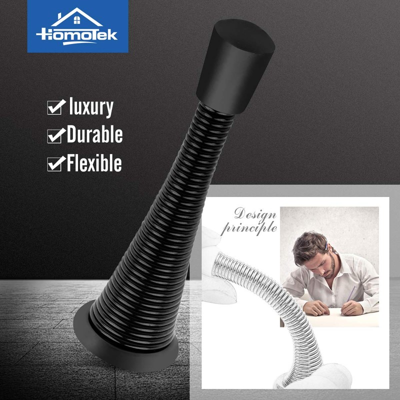 HOMOTEK 12 Pack Spring Door Stopper with Rubber Bumper 3-1/8"