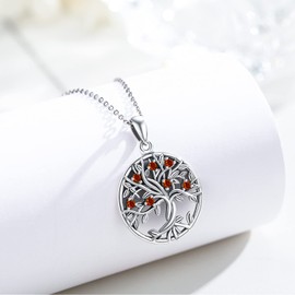 Tree of Life Necklace 925 Sterling Silver Birthstone Pendant for Women Jewellery for Women Birthday Mother's Day