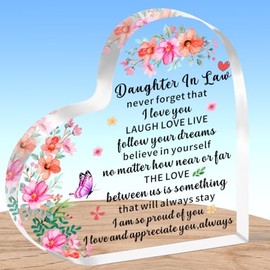 AMZQ Daughter In Law Gifts Daughter In Law Heart Shaped Plaque Present Daughter In Law Christmas Birthday Gifts Keepsake
