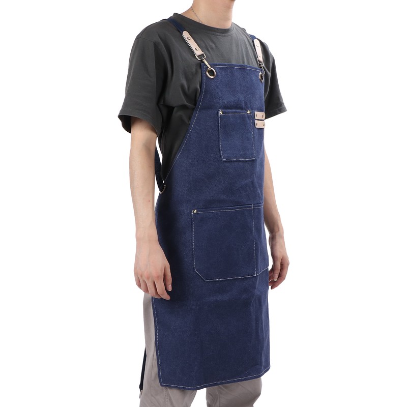 Cotton Canvas Apron Adjustable Cross Back Apron Kitchen Cooking Apron