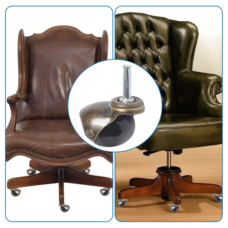 INCREWAY Chair Wheels, 4 Piece Heavy Duty Antique Brass Swivel
