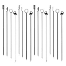 Cocktail Picks Set of 16 Stainless Steel Cocktail Decorations Skewers Cocktail Pins Hors D'oeuvres Pins Spoons Fruit Decor Coffee Sticks Silver Candy Fruit Decoration Wedding Party