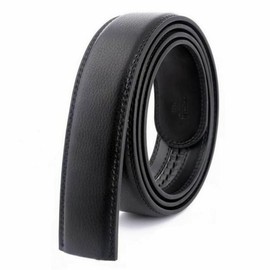 Glamicci Mens Ratchet Leather Belt without Buckle-35mm 1 3/8”| Adjustable Sliding Type Strap Only No Buckle|Autolocking Belt Strap (Black Strap125)