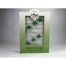 Brilliant Ideas Mini Green Cactus Wire Lights LED Battery Power Fairy Craft Wedding Lights 5'