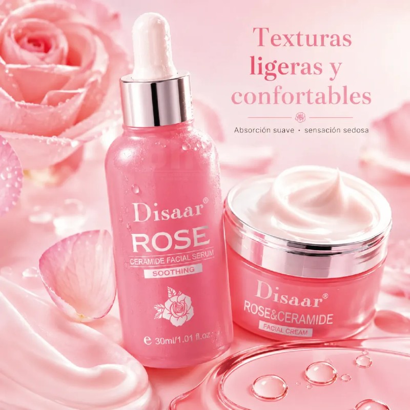 Crema Extracto Rosas. Ceramidas, Arrugas, Hidratante, 5 Pzs