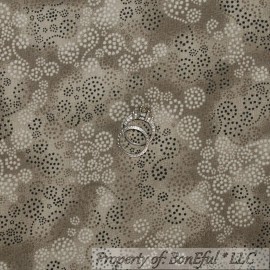 Signature BonEful Fabric FQ Cotton Quilt Gray Tan Brown Black Dot Small Swirl Scroll Tonal