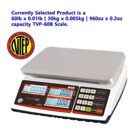 VisionTechShop TVP-60B Price Computing Scale, Lb/Oz/Kg Switchable, 60lb Capacity, 0.01lb Readability, NTEP Legal for Trade COC #19-038