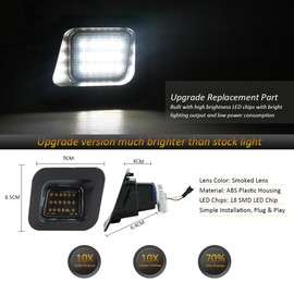 D-Lumina LED License Plate Lights with Clip Retainer Sockets for 2003-2018 Dodge Ram 1500 2500 3500 Pickup Truck, Smoked Lens Tag Lamp Powered by 18-SMD 6000K White with Load Resistors, Pack of 2