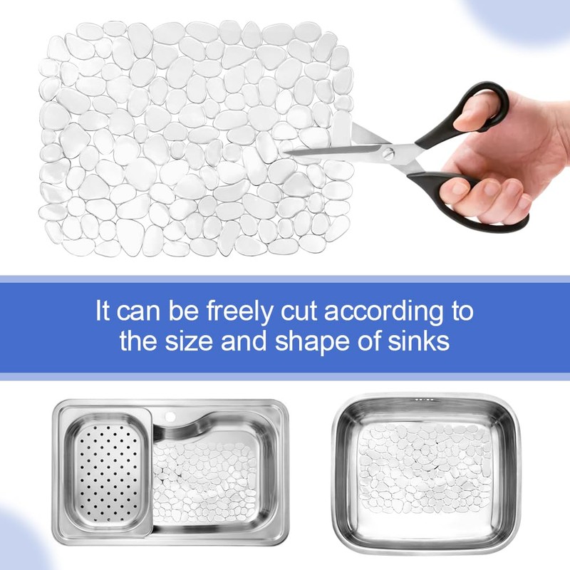 Snillok 2 PCS Kitchen Sink Mat Adjustable Sink Protector Mats,
