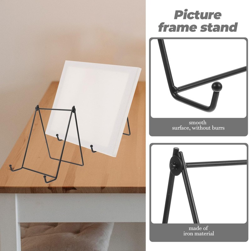 PRETYZOOM Photo Frame Stand Desktop Metal Plate Holder Artistic Work