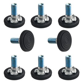 TOVOT 8PCS M8 Furniture Leveling Feet Screw on Table Feet Adjustable Furniture Legs with T-Nuts Levelers for Chair Cabinet Sofa (Black)